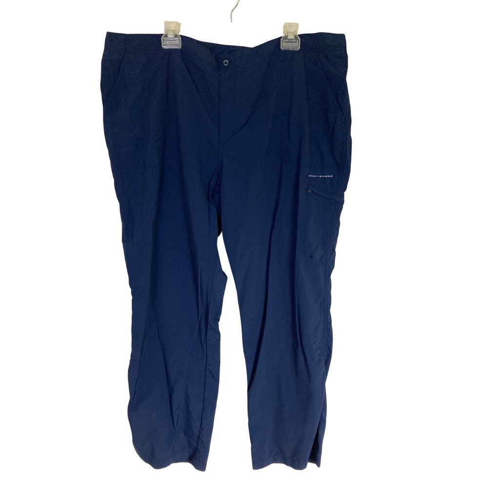 Columbia PFG Omni-Shade Navy Blue Fishing Pants Womens 22W Regular Ripstop Cargo